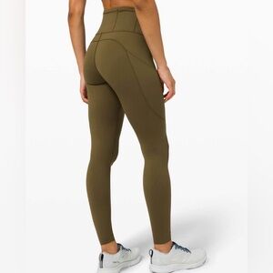 Lululemon Fast and Free High-Rise Tight 28" size 6 Brushed Nulux Moss Green